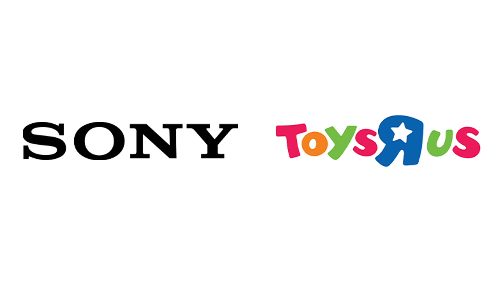 The logos of ToysRUS and SONY